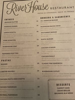Menu photo 1 RiverHouse Restaurant Pulaski, NY Menu photo 1 RiverHouse Restaurant Pulaski, NY
