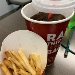 Wendy's - After almost 45 minutes waiting - this is the fries and drink I was given. Fries are half empty, undercooked and not salted. At all.