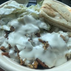 Manhattan Halal Gyro - Mixed gyro Platter with the works, I hadn't yet put their delicious hot sauce yet when I took the photo yumzzz