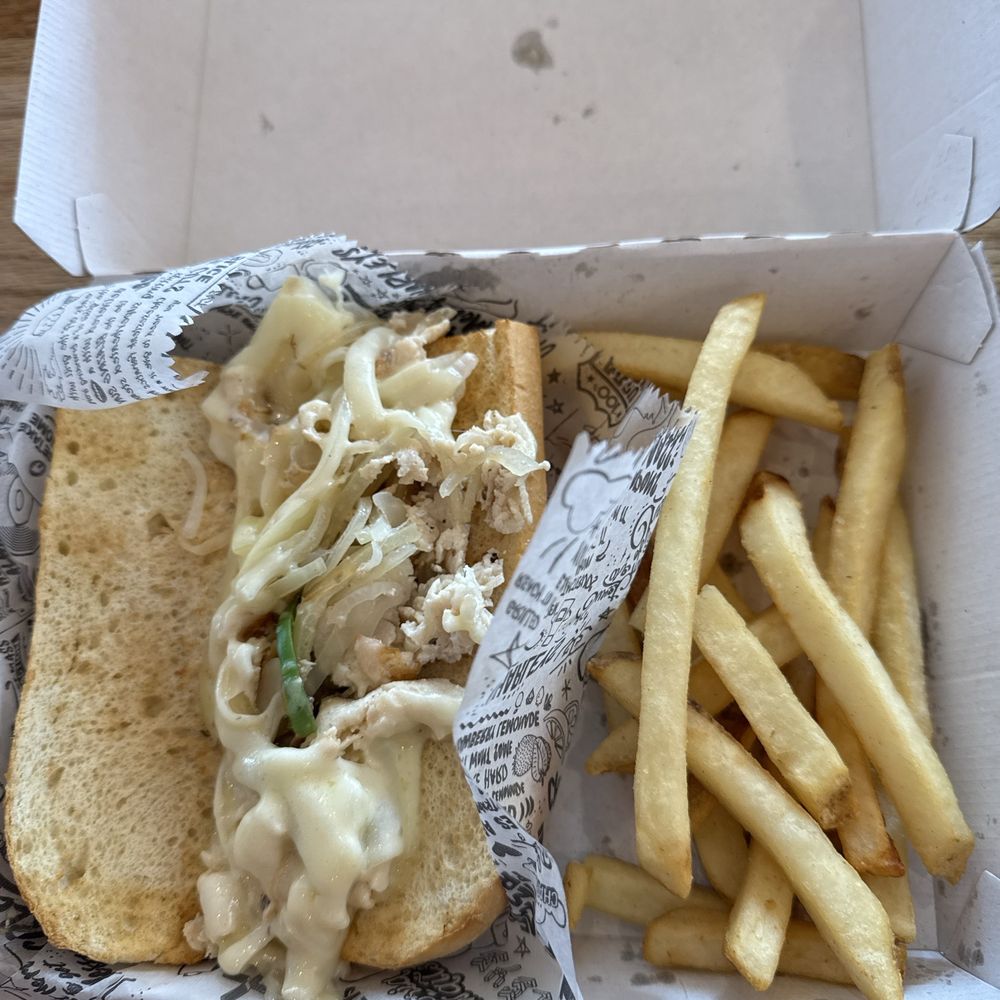 CHICKEN PHILLY and fries CHICKEN PHILLY and fries