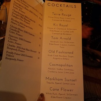 Terre Rouge - Drinks menu - French Near Me - Markham, Ontario
