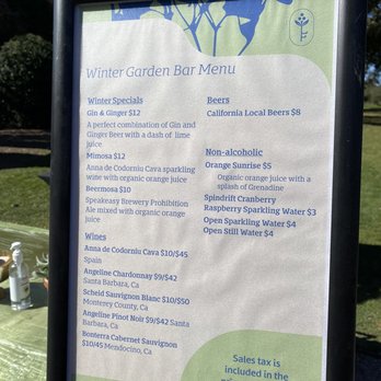 Filoli - Outdoor drinks menu 2/21/22 - Botanical Gardens Near Me - Woodside, California Filoli - Outdoor drinks menu 2/21/22 - Botanical Gardens Near Me - Woodside, California