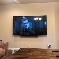 Dr TV Mounts - 85" Sammy with a soundbar installed underneath.