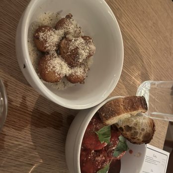 La Pecora Bianca - Cacio a Pepe fritters and meatballs - Italian Near Me - New York, New York La Pecora Bianca - Cacio a Pepe fritters and meatballs - Italian Near Me - New York, New York
