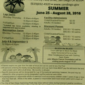 Bud Kearns Memorial Pool - Summer 2016 hours and prices - Swimming Pools Near Me - San Diego, California