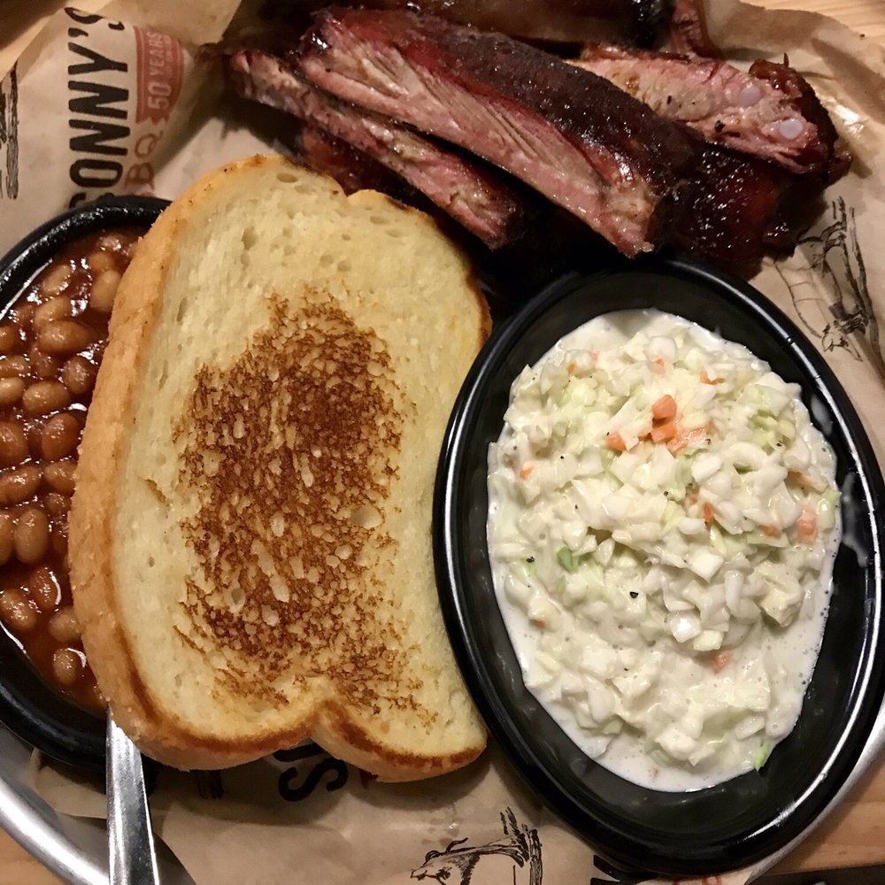 Sonny's BBQ - St. Louis sweet and Smokey ribs with bread, coleslaw, and bbq beans - Barbeque Near Me - Brandon, Mississippi Sonny's BBQ - St. Louis sweet and Smokey ribs with bread, coleslaw, and bbq beans - Barbeque Near Me - Brandon, Mississippi