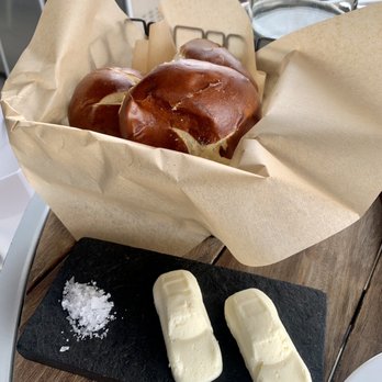 Restaurant 917 - Porsche shaped butter with pretzel bread - New American Near Me - Carson, California