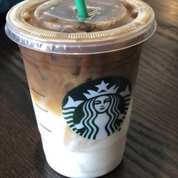 Their new hazelnut mocha coconut macchiato (iced) Their new hazelnut mocha coconut macchiato (iced)