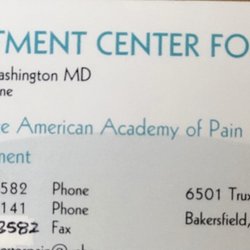 Treatment Center For Pain - Business Card