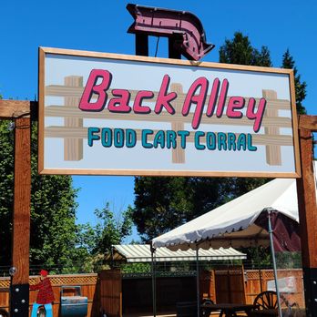 Back Alley Food Cart Corral - The Back Alley signage - Food Trucks Near Me - Eugene, Oregon Back Alley Food Cart Corral - The Back Alley signage - Food Trucks Near Me - Eugene, Oregon