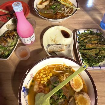 Volcano Ramen - R7. Spicy Beef Ramen Fried Shishito Peppers Gyoza Ozeki Strawberry Nigori Cloudy Sake(Gluten-Free) - Ramen Near Me - Westminster, Colorado