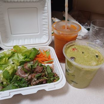 Brok Da Mout - 12/06/25 Beef nam tok mild, Thai tea, & green chicken curry mild - Thai Near Me - Pearl City, Hawaii Brok Da Mout - 12/06/25 Beef nam tok mild, Thai tea, & green chicken curry mild - Thai Near Me - Pearl City, Hawaii
