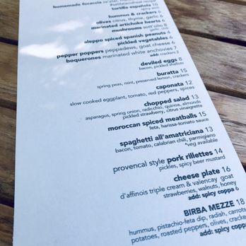 Birba - Spring 2019 food menu. - Wine Bars Near Me - San Francisco, California Birba - Spring 2019 food menu. - Wine Bars Near Me - San Francisco, California