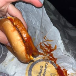 McDonald's - Double Cheeseburger, they weren't even in a rush. the burger tasted horrible , all ketchup