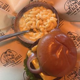 Black bean burger and Mac n cheese