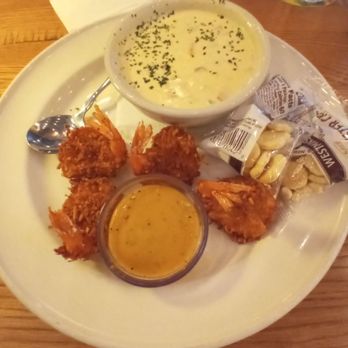 Bahama Breeze - Coconut shrimp with Bahamian seafood chowder - Latin American Near Me - Oakland Park, Florida Bahama Breeze - Coconut shrimp with Bahamian seafood chowder - Latin American Near Me - Oakland Park, Florida