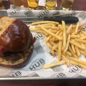 The Hub Grill And Bar - Peanut butter burger & garlic fries - American Near Me - Phoenix, Arizona The Hub Grill And Bar - Peanut butter burger & garlic fries - American Near Me - Phoenix, Arizona