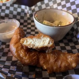 a plate of fish and chips and a bowl of soup a plate of fish and chips and a bowl of soup