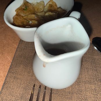 Forke Restaurant - The smal;l pitcher with the extra sauce. - French Near Me - Las Vegas, Nevada