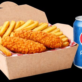 6ix Burgers - Kid's Chicken Tenders with Fries & Drink

Breaded CHICKEN TENDERS served with Fries and a Drink - Burgers Near Me - Markham, Ontario