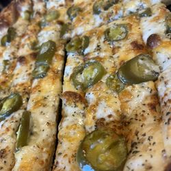 Rolling Dough Pizza - Jalapeño garlic cheese bread- pretty spicy but so yummy!