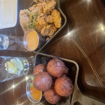 Bosscat Kitchen & Libations - Fried Oysters and Pulled Pork Hush Puppies - New American Near Me - Houston, Texas