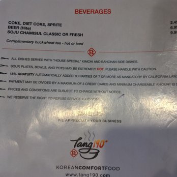Tang 190 - Menu - Korean Near Me - Irvine, California Tang 190 - Menu - Korean Near Me - Irvine, California