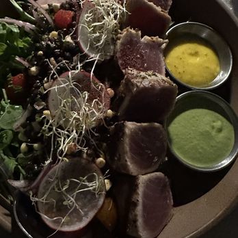 Abbalé - Tuna with lentils and amazing dips - Mediterranean Near Me - Miami Beach, Florida Abbalé - Tuna with lentils and amazing dips - Mediterranean Near Me - Miami Beach, Florida