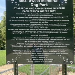 Mitzi Sweet Dog Park - Sign outside dog park