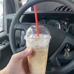 Moqah Coffee & Beyond - Large Horchata Frappuccino, with caramel swirl (partially drank sorry)
