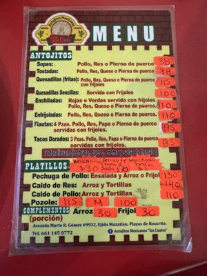 Menu photo 2 Los Cuates Rosarito, BCN