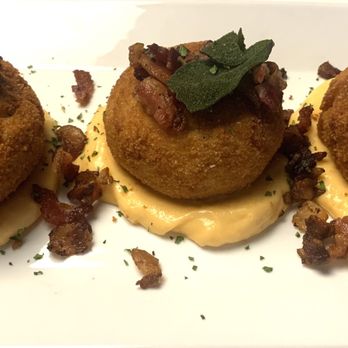 Prhyme - FRIED MAC N' CHEESE mac sauce, bacon, fried sage - Steakhouses Near Me - Tulsa, Oklahoma