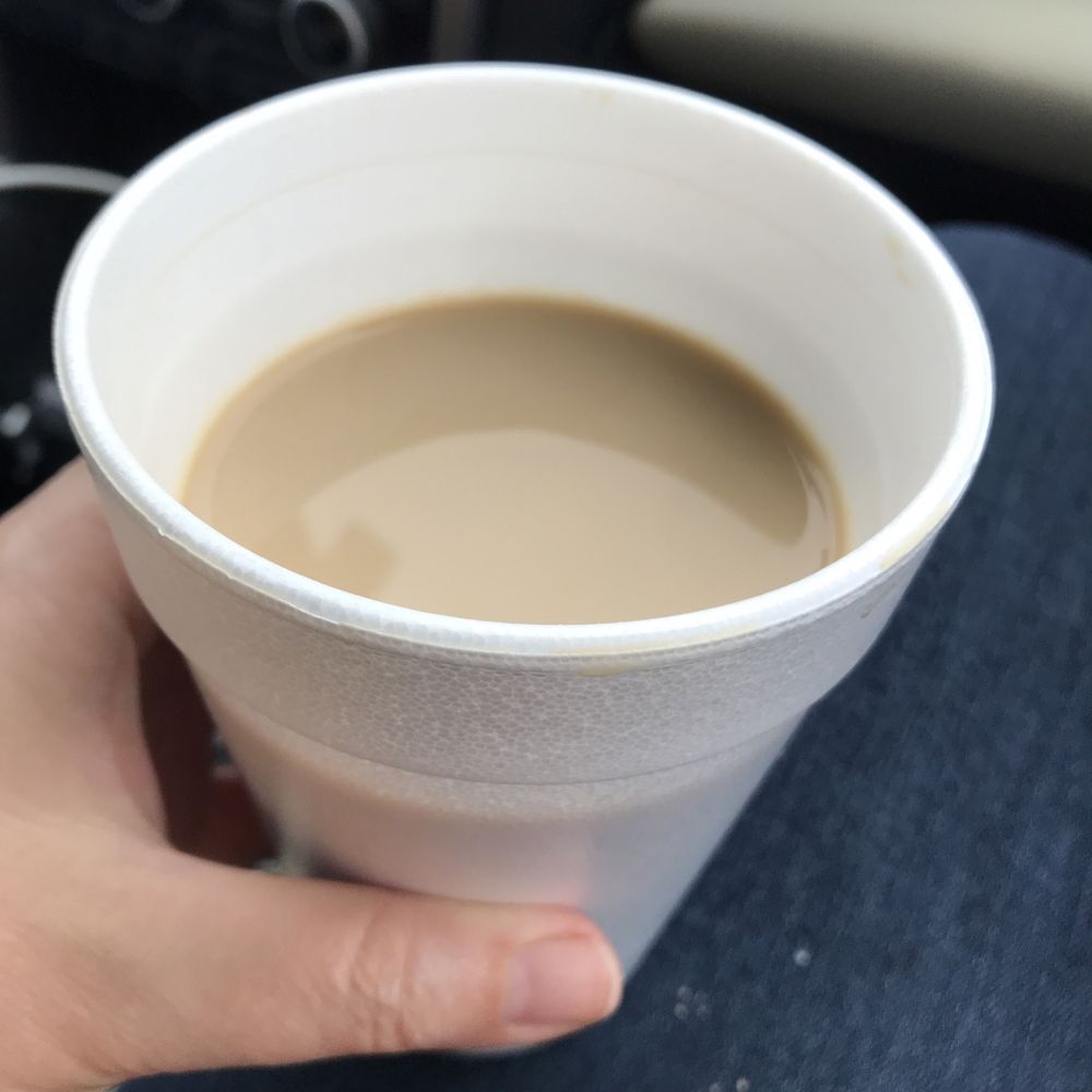Serve yourself drip coffee -- French roast and hazelnut. Serve yourself drip coffee -- French roast and hazelnut.