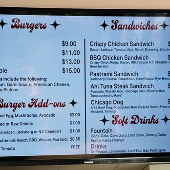 Gami Burger - Menu. Bottles were small-- refills on fountain drinks. Gunthers for shakes I hear - Burgers Near Me - Sacramento, California
