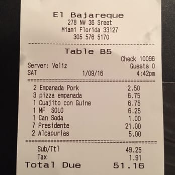 El Bajareque Restaurant - Super reasonable prices! - Latin American Near Me - Miami, Florida