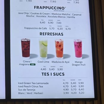 Starbucks - menu - Coffee & Tea Near Me - Barcelona, B