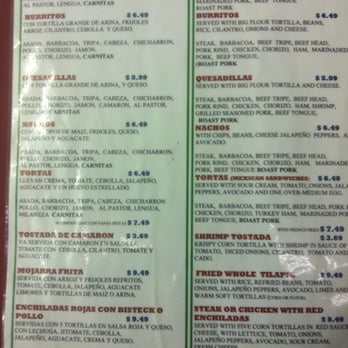 La Mexicana - Menu. Sorry it's blurry. - Mexican Near Me - Columbus, Georgia La Mexicana - Menu. Sorry it's blurry. - Mexican Near Me - Columbus, Georgia