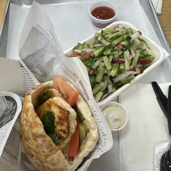De Babel - Grilled Halloumi Sandwich and chopped salad - Mediterranean Near Me - Scottsdale, Arizona