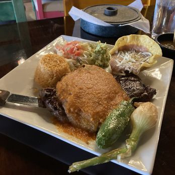 Antigua Mexican Grill - Algonquin - Skirt steak and chili relleno with beans and rice - excellent!! - Mexican Near Me - Algonquin, Illinois Antigua Mexican Grill - Algonquin - Skirt steak and chili relleno with beans and rice - excellent!! - Mexican Near Me - Algonquin, Illinois
