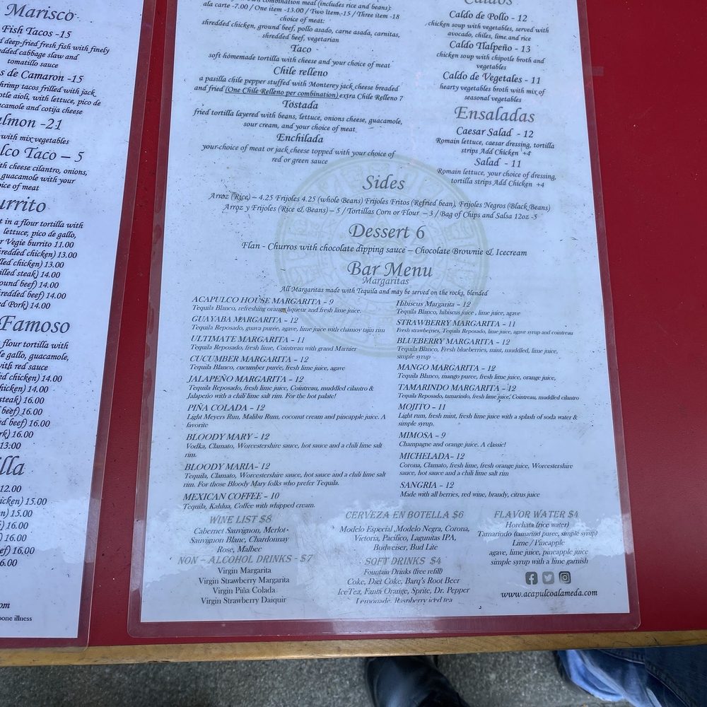 Acapulco - Menu 2 of 2 - Mexican Near Me - Alameda, California