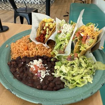 Tacotarian - Trio of tacos with salad, beans, and rice. - Mexican Near Me - Las Vegas, Nevada Tacotarian - Trio of tacos with salad, beans, and rice. - Mexican Near Me - Las Vegas, Nevada