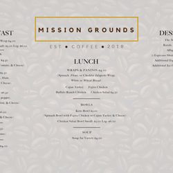 Mission Grounds - Breakfast & lunch menu