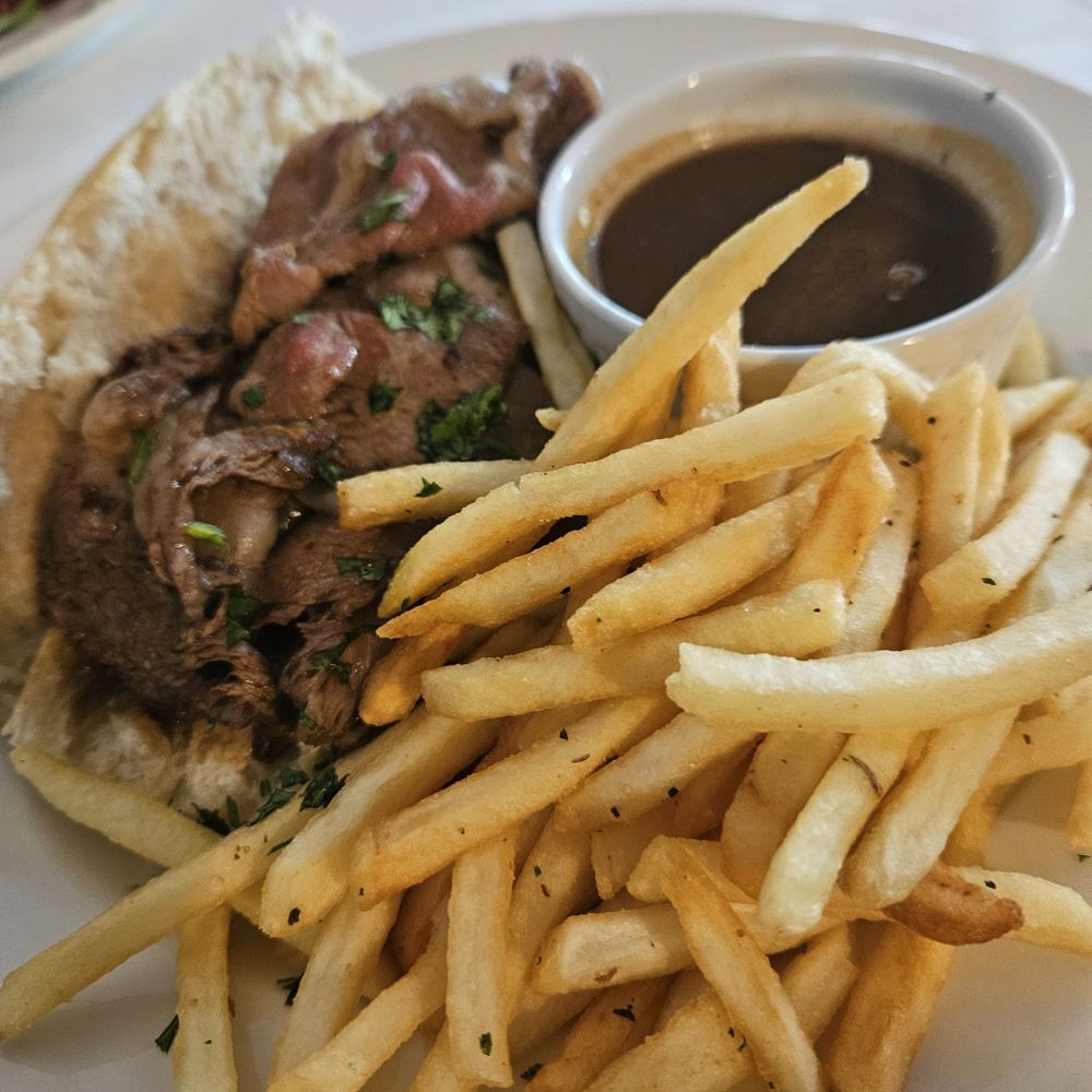 The Annapolitan - French dip with worcestershire au jus and fries. - Breakfast & Brunch Near Me - North Augusta, South Carolina The Annapolitan - French dip with worcestershire au jus and fries. - Breakfast & Brunch Near Me - North Augusta, South Carolina