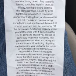 Xperience Vapes - Convoluted return policy on a reprinted receipt.