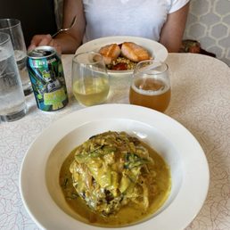 Scottish salmon and curry chicken