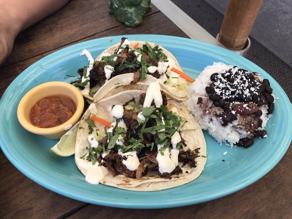 Order CUBANO PORK TACOS food online from Hula's Island Grill store, Santa Cruz on bringmethat.com