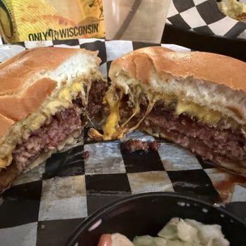 Ott Haus Pub & Grill - Ott Burger w/ cheddar instead of Swiss - Pubs Near Me - New Glarus, Wisconsin