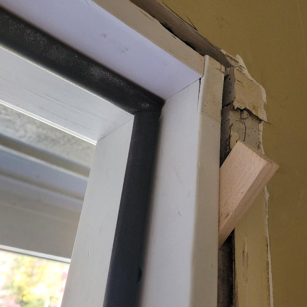 Fricks Home Services - Cracked and split upper corner of door jamb. - Handyman Near Me Fricks Home Services - Cracked and split upper corner of door jamb. - Handyman Near Me