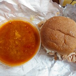 Whitt's Barbecue - Brunwick stew with smoked turkey sandwich