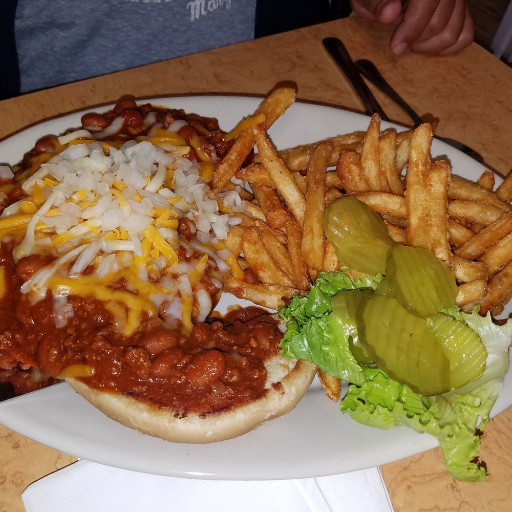 Pegah's Kitchen - Chilli Size Burger. Open faced burger smothered in Chilli. The hubby says it's Yummy! - American Near Me - Vista, California Pegah's Kitchen - Chilli Size Burger. Open faced burger smothered in Chilli. The hubby says it's Yummy! - American Near Me - Vista, California